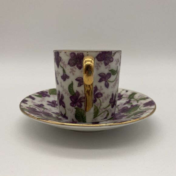 Vintage Inarco Demitasse Cup And Saucer Purple Violets E-563/D - Picture 10 of 10